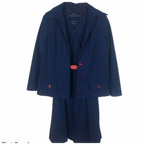Vintage Walden Classics Suit Dress 14 Navy Red